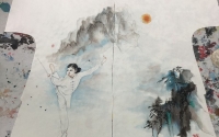 殷雁儒穿我公司设计制作纯真丝手绘太极服，获省锦标赛第三名成为国 家二运动员